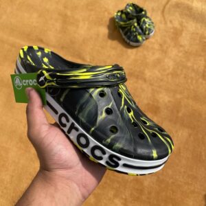 Crocs Bayaband Printed Clogs (Black Neon)