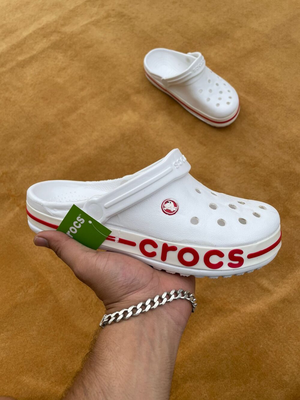 Crocs Crocband Clogs (White Red) - Image 3