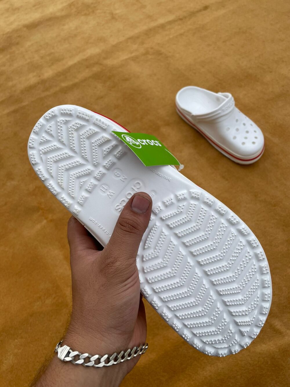 Crocs Crocband Clogs (White Red) - Image 4