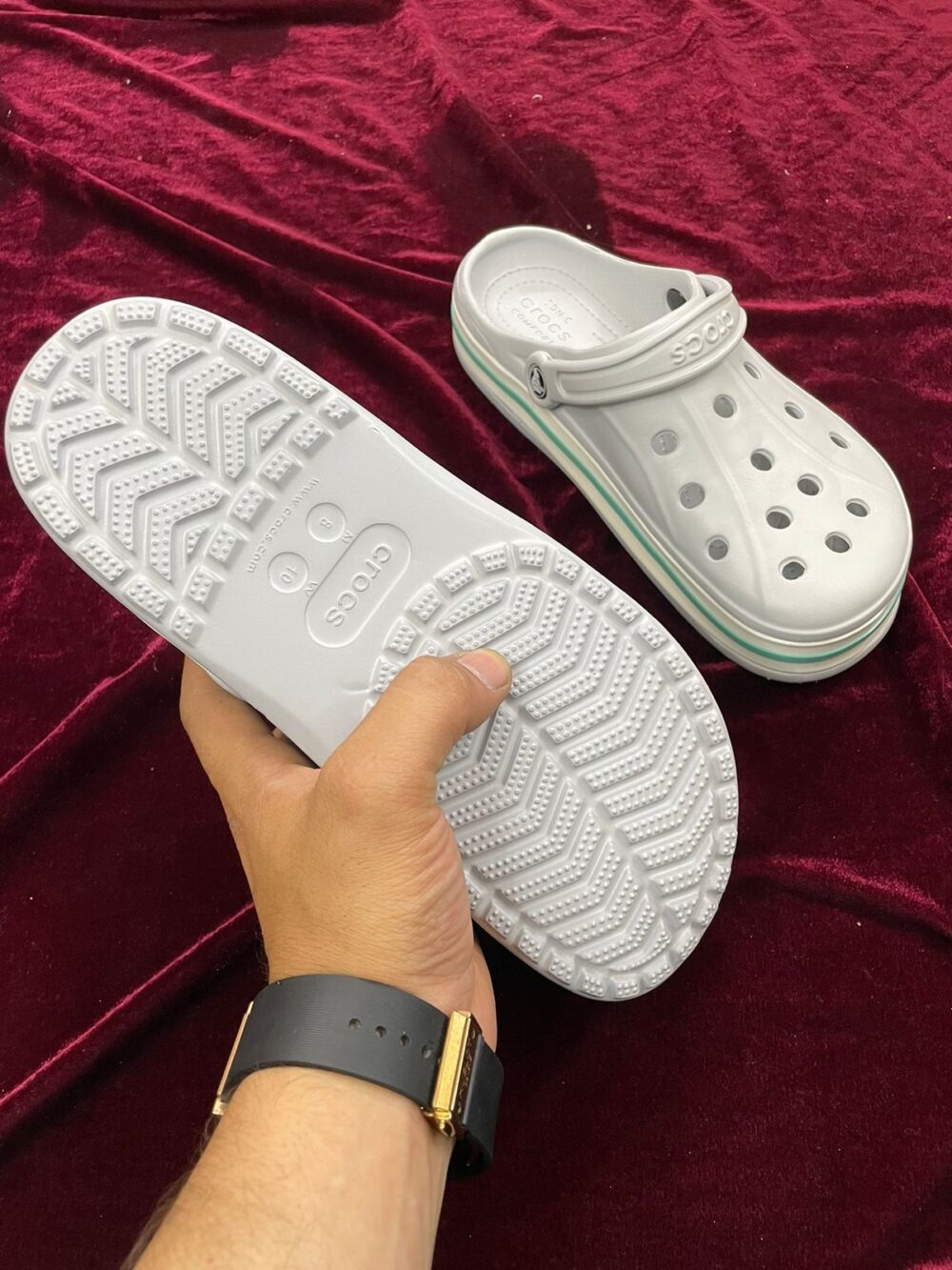Crocs Bayaband Clogs (Light Grey Seagreen) - Image 4