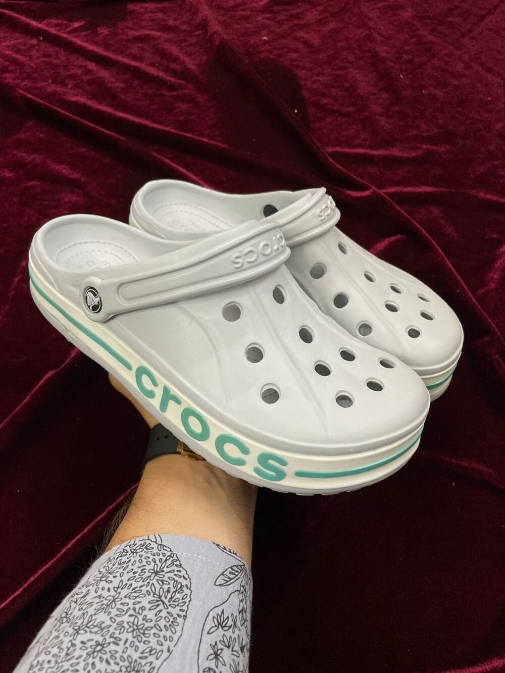 Crocs Bayaband Clogs (Light Grey Seagreen)