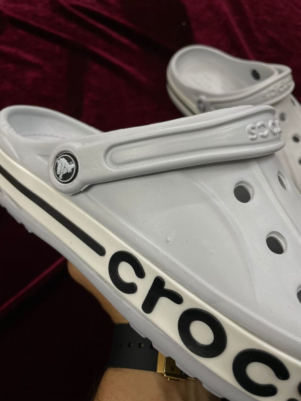 Crocs Bayaband Clogs (Light Grey Black) - Image 3