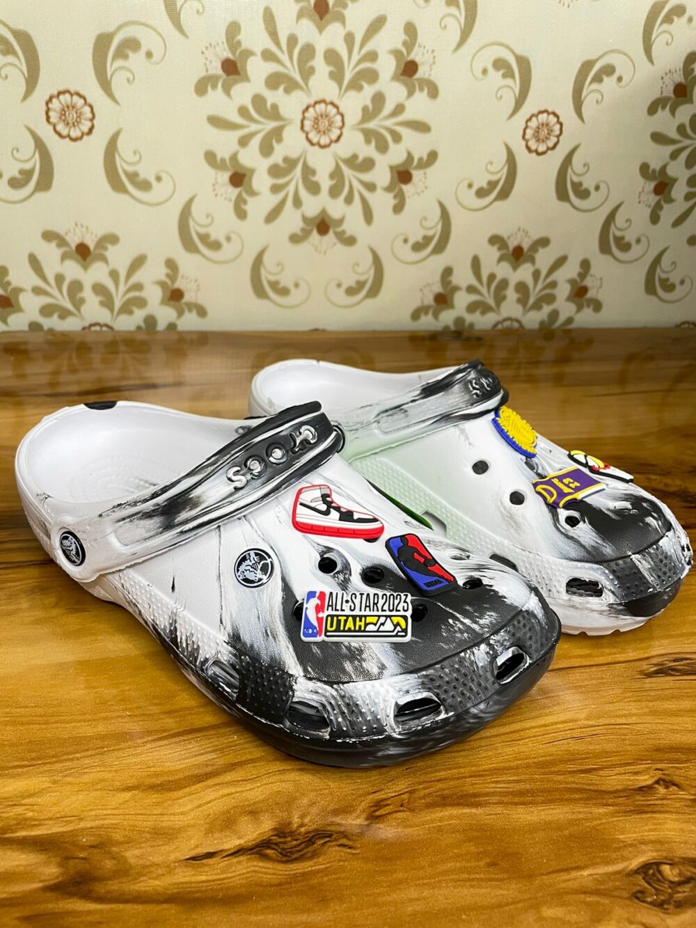 Crocs Classic Marbled Clogs (White)