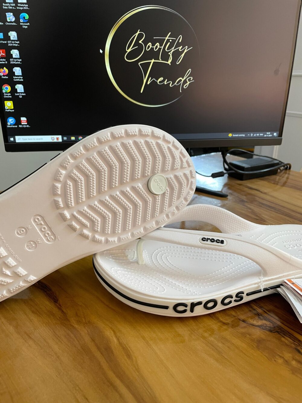 Crocs Bayaband Flip-Flops (White) - Image 3