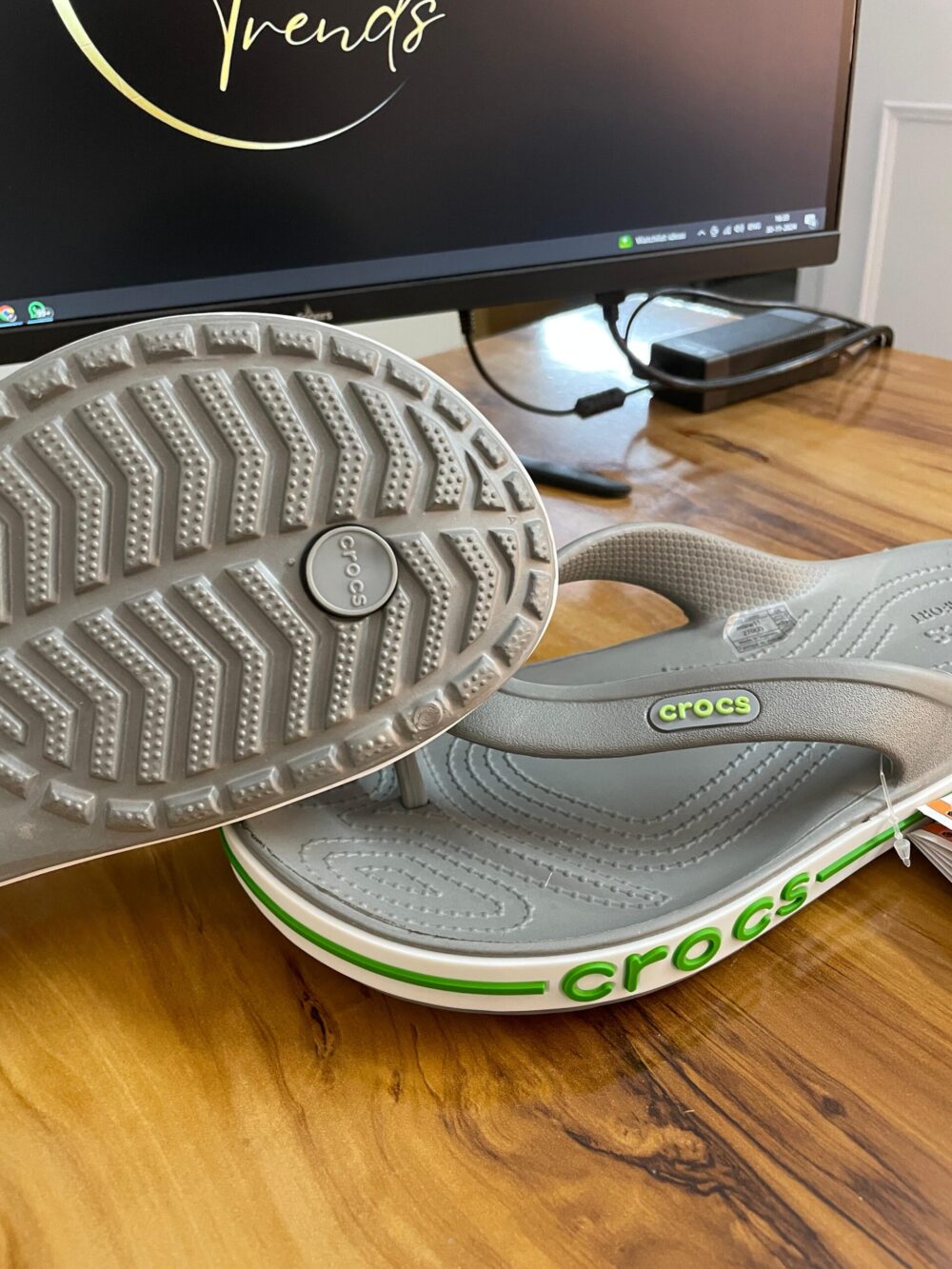 Crocs Bayaband Flip-Flops (Grey Neon) - Image 2