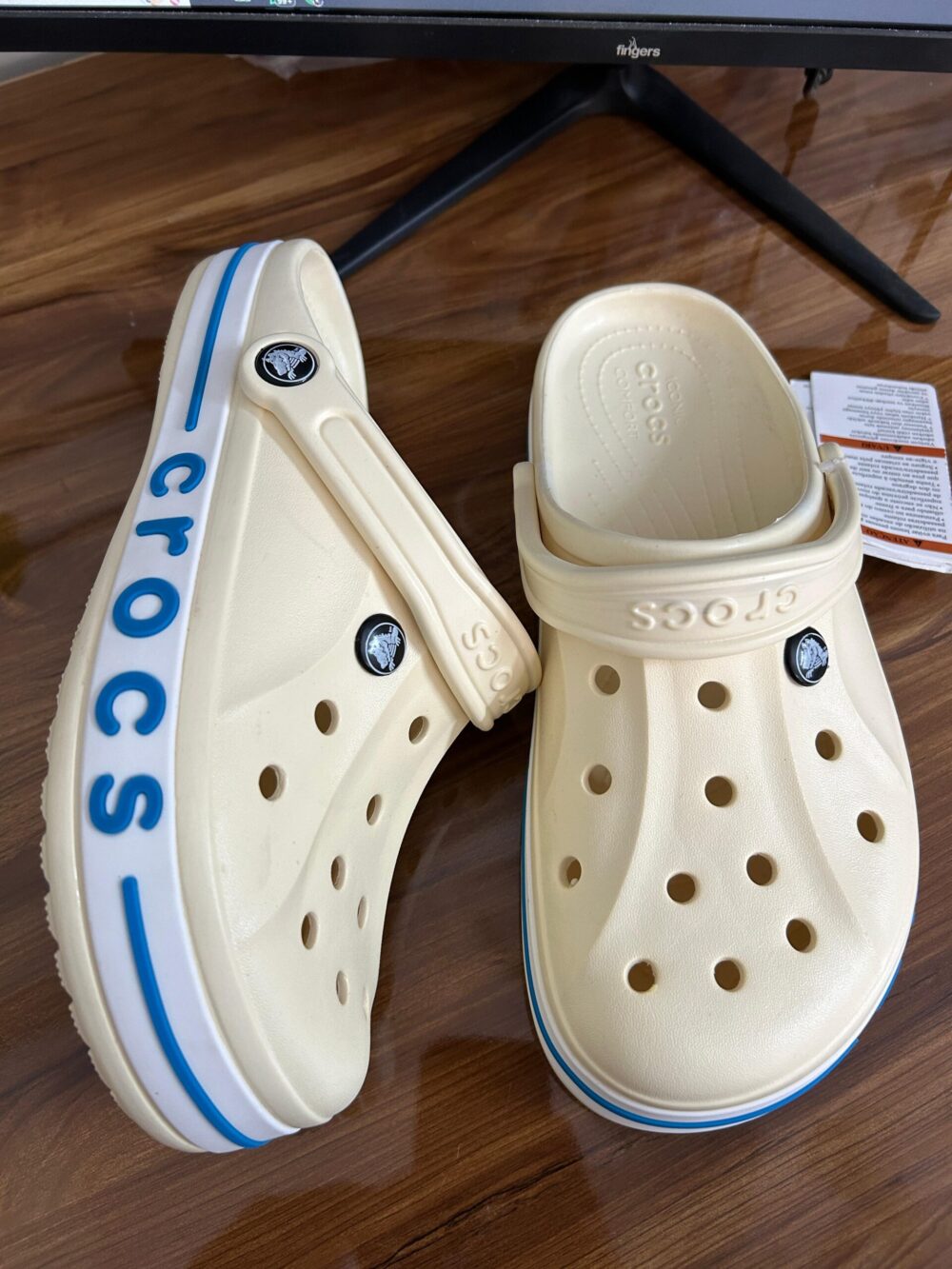Crocs Bayaband Clogs (Beige Blue) - Image 2