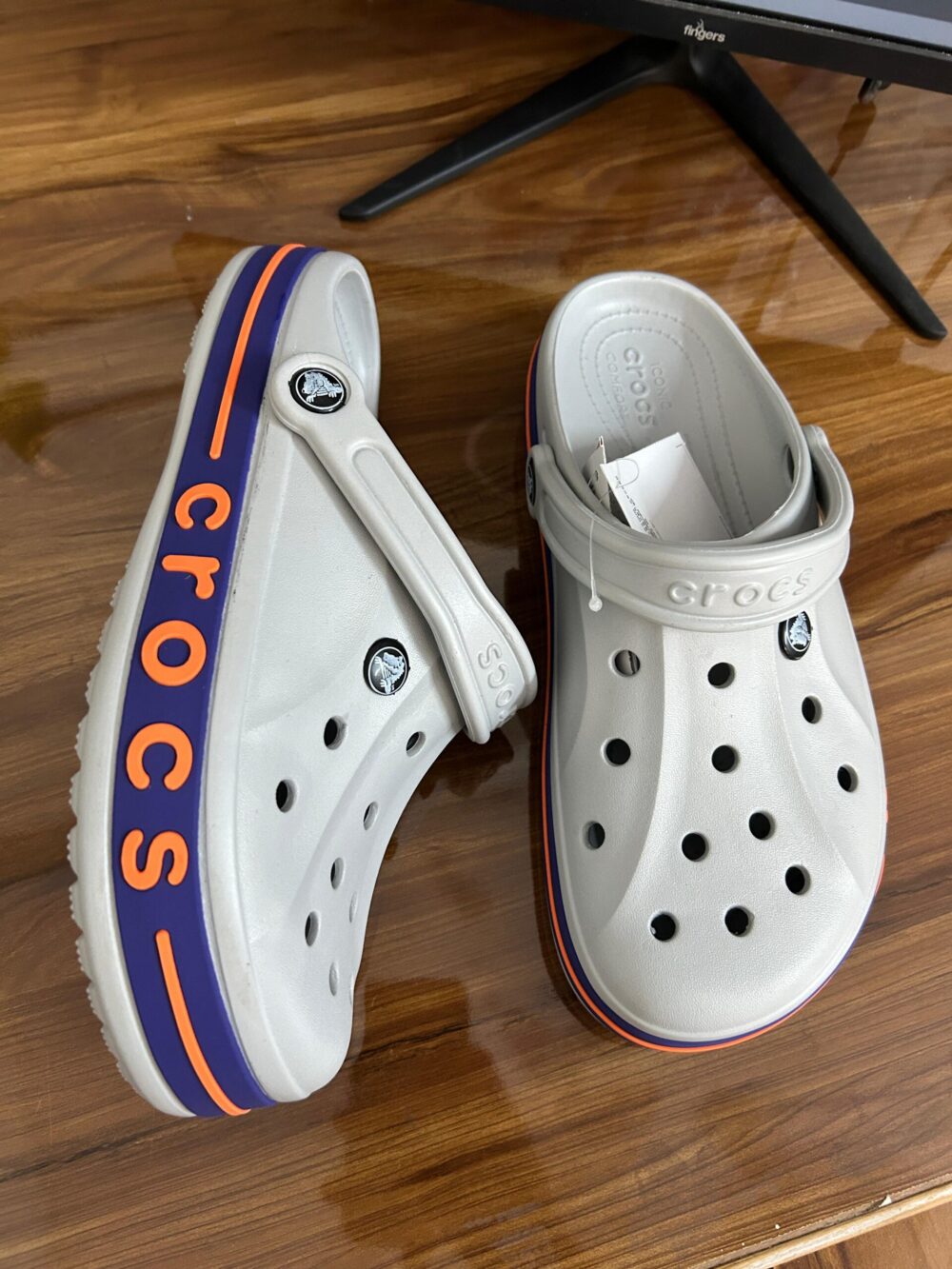 Crocs Bayaband Clogs (Grey Orange) - Image 3