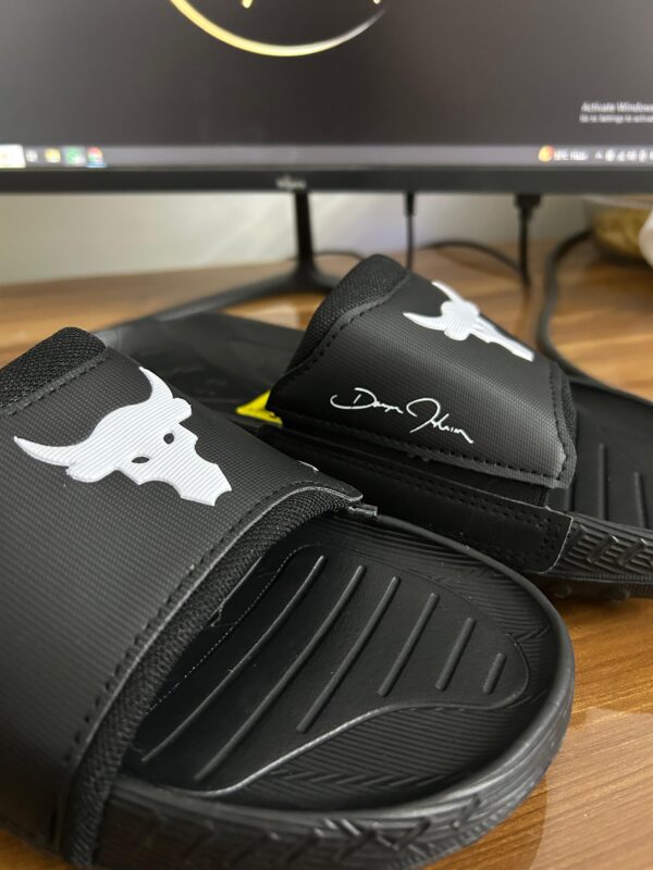 Under Armour Project Rock 3 Slides (Black White) - Image 2