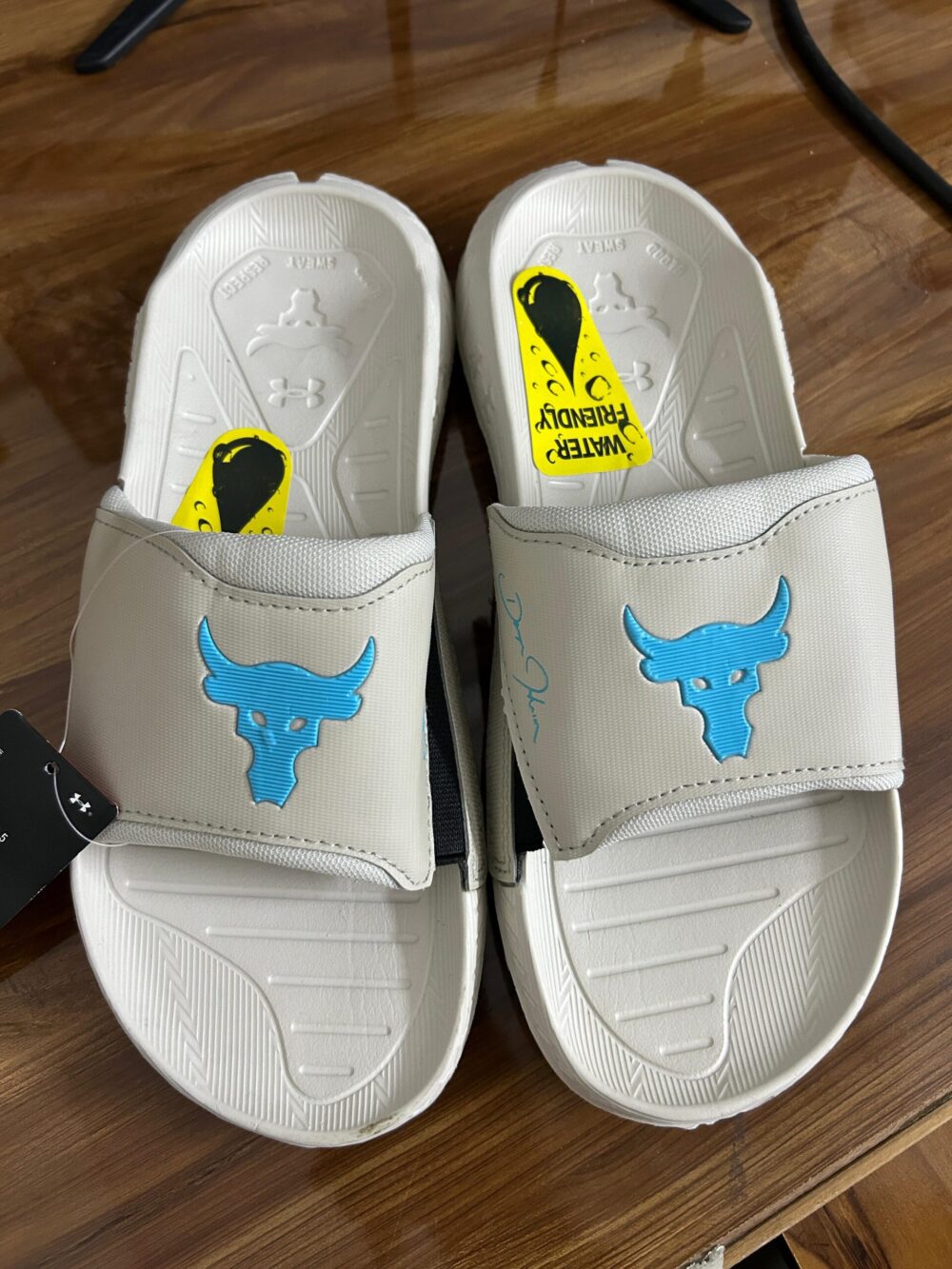 Under Armour Project Rock 3 Slides (Beige) - Image 3