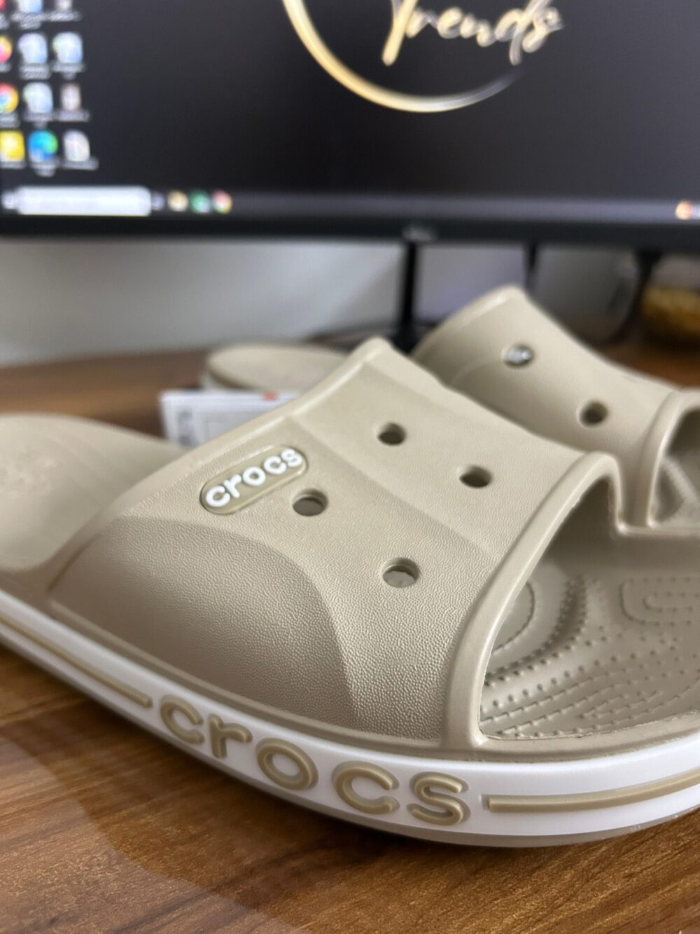 Crocs Bayaband Slides (Beige) - Image 2