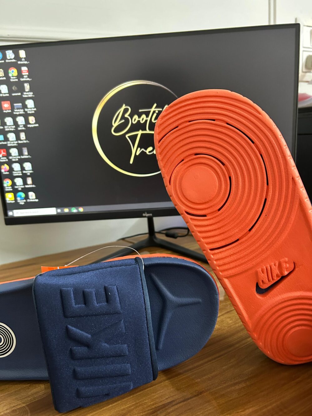 Nike Off Court Slides (Navy/Orange) - Image 3