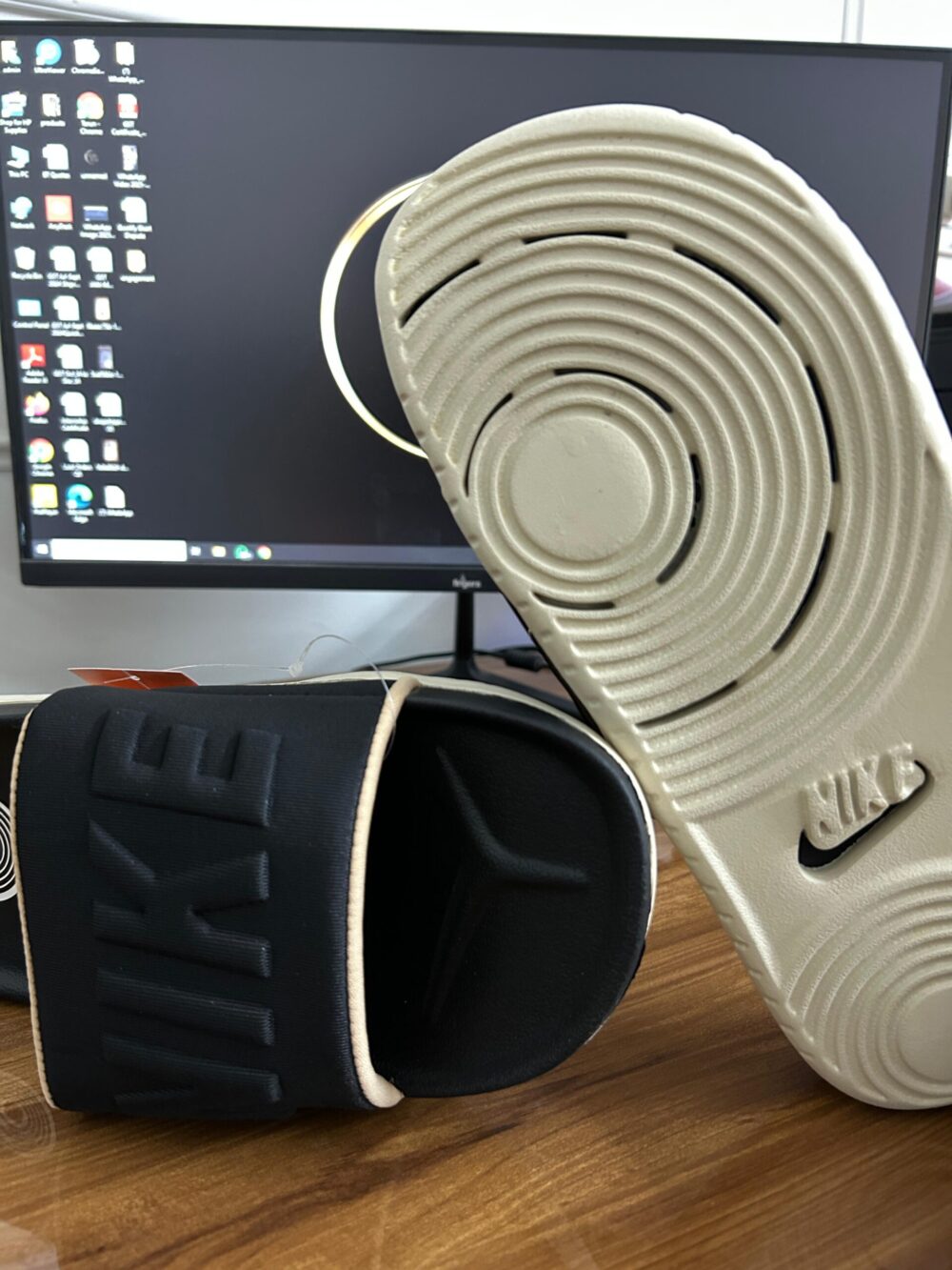 Nike Off Court Slides (Black/Beige) - Image 2