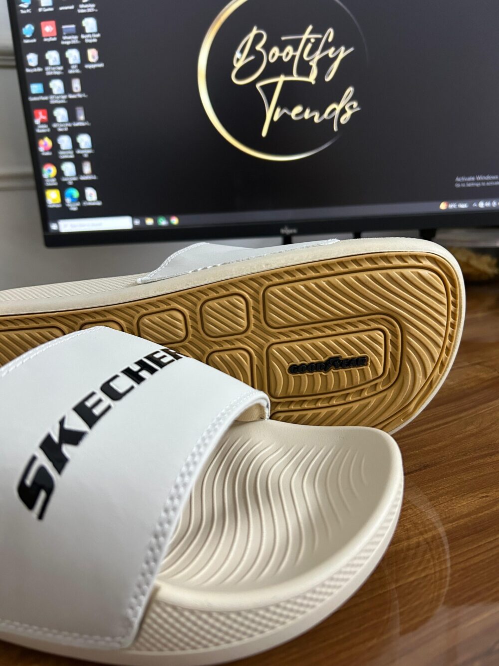 Skechers Hyper Burst Recovery Slides (Off-White) (Copy) - Image 4