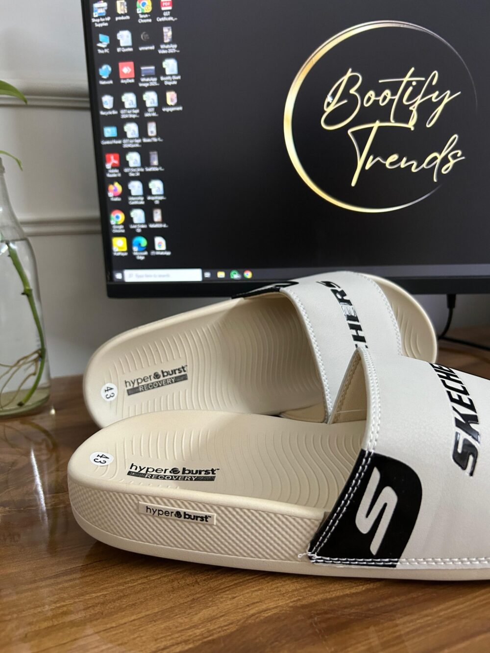 Skechers Hyper Burst Recovery Slides (Off-White) (Copy) - Image 2