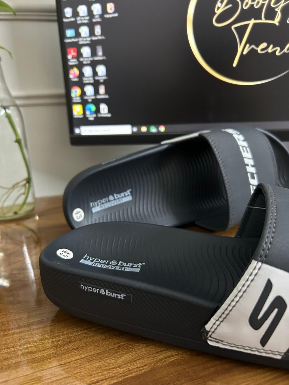 Skechers Hyper Burst Recovery Slides (Grey) - Image 2