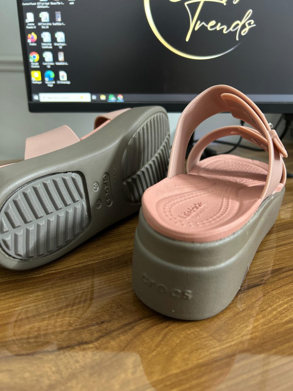 Crocs Brooklyn Low Wedge Sandal (Peach) - Image 3
