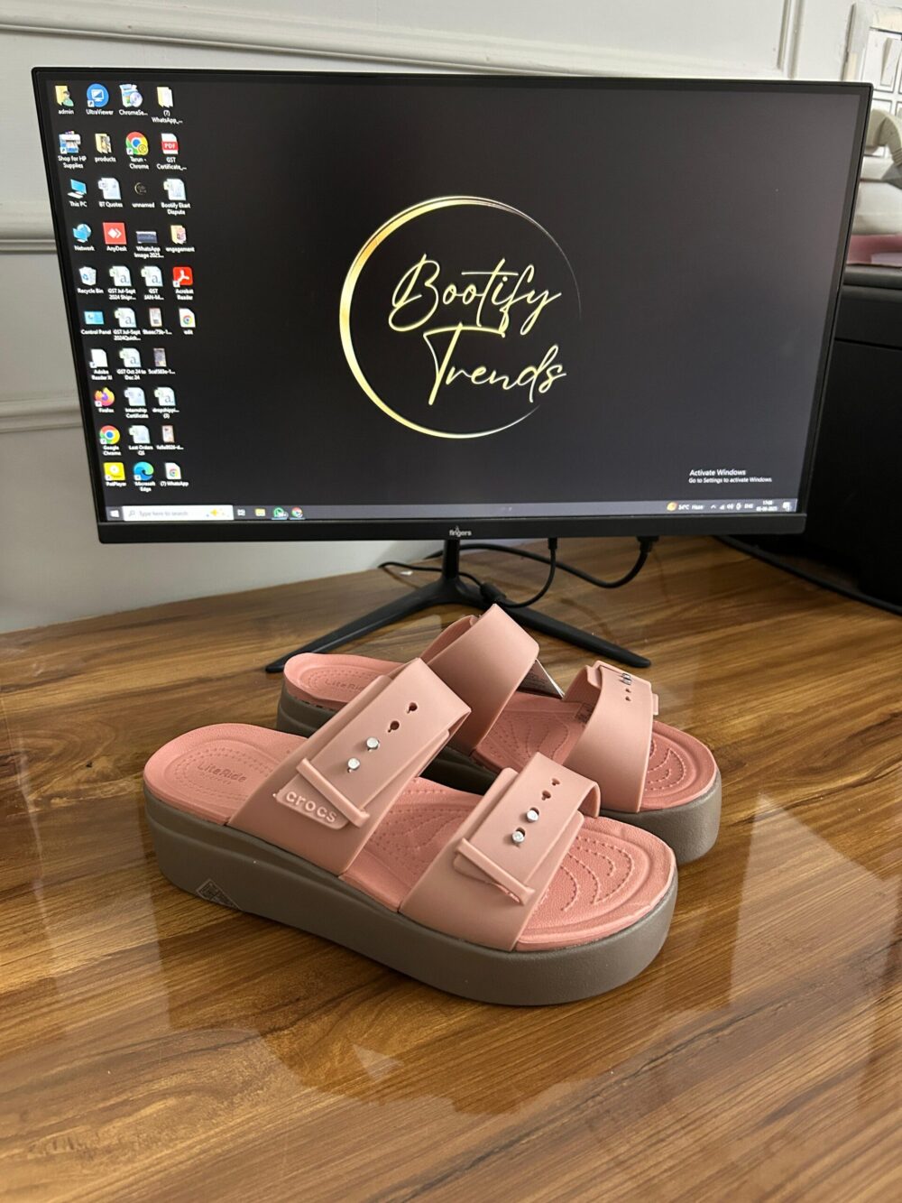 Crocs Brooklyn Low Wedge Sandal (Peach)
