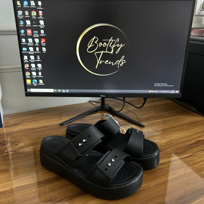 Crocs Brooklyn Low Wedge Sandal (Black)