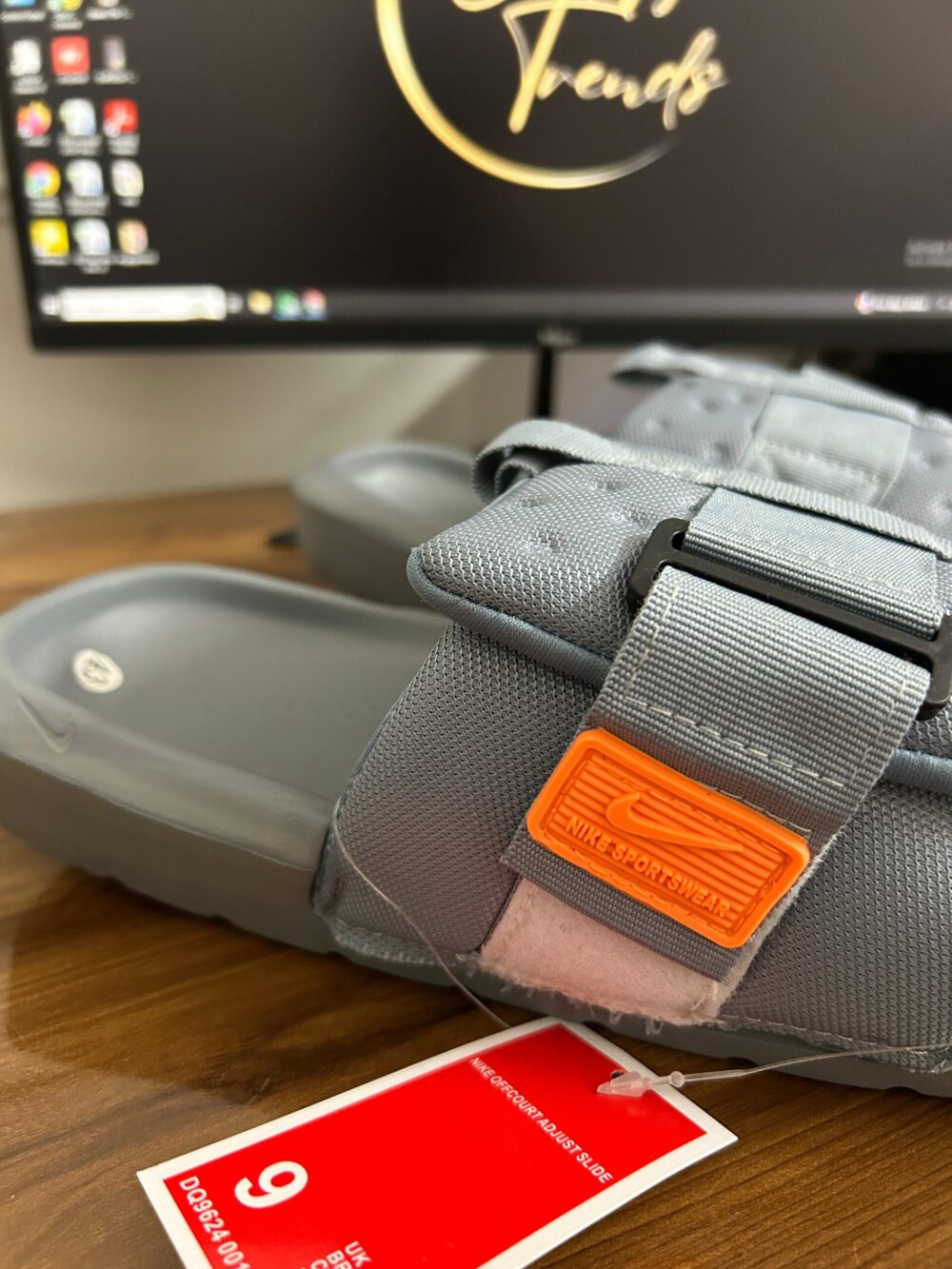 Nike Off Court Adjust Sport Wear Slides (Light Grey) - Image 3