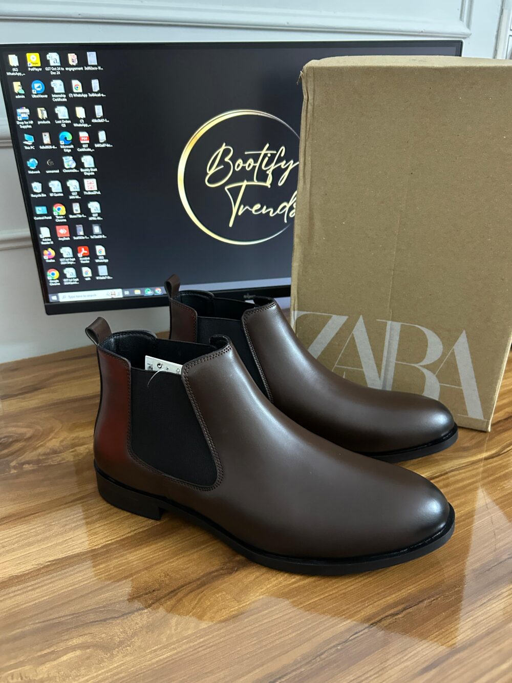 Zara Chelsea Boots (Brown)