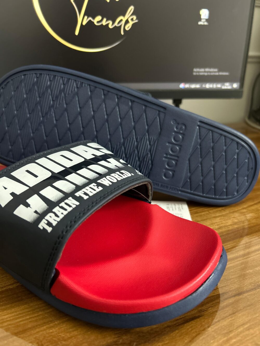 Adidas Adilette Slides (Navy Red) - Image 3