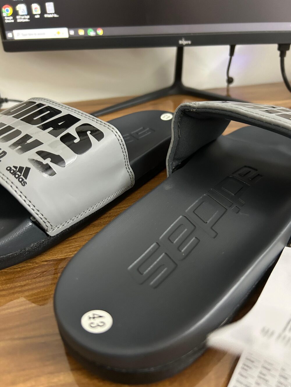Adidas Adilette Slides (Black/Grey) - Image 3