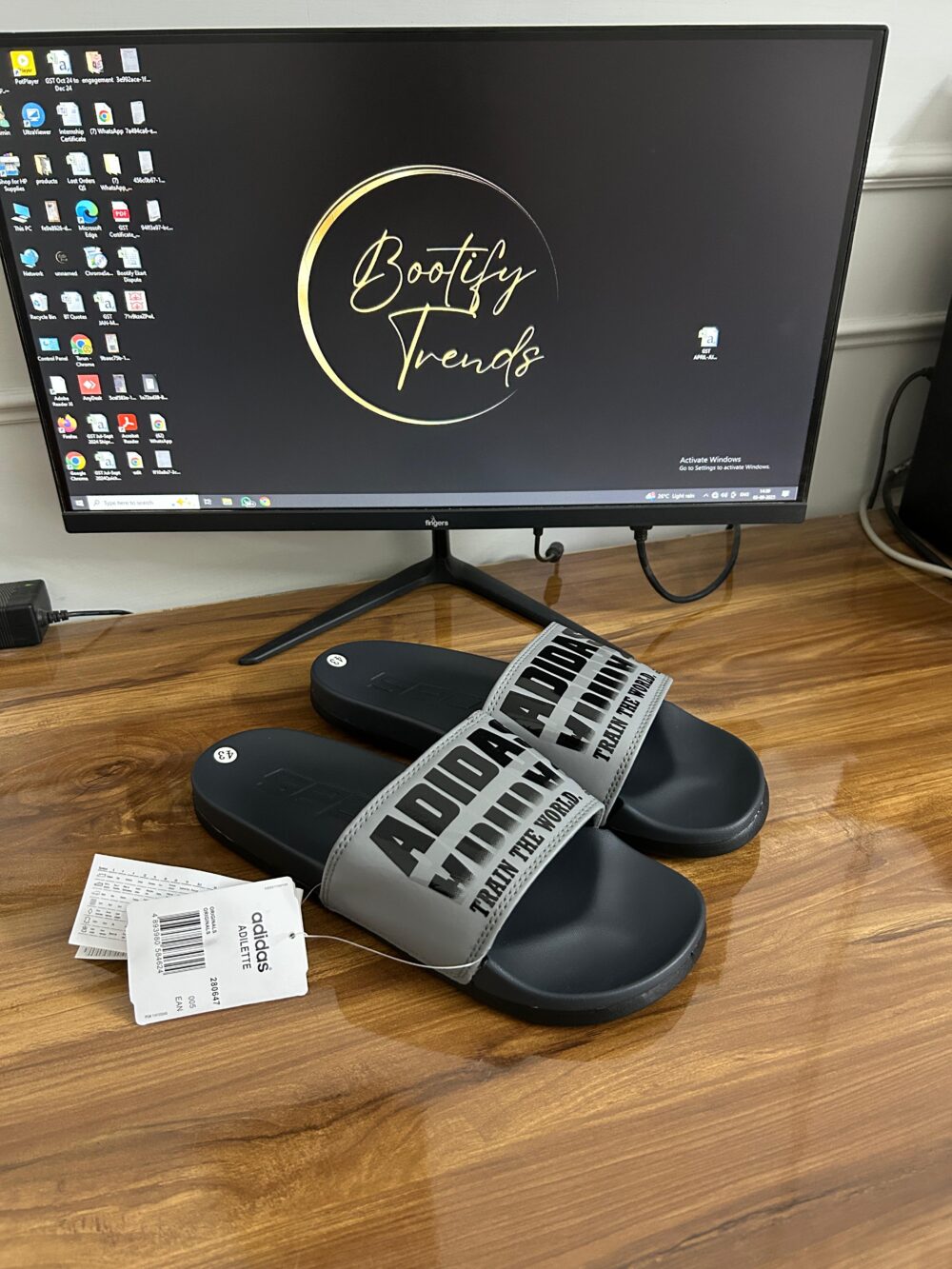 Adidas Adilette Slides (Black/Grey)