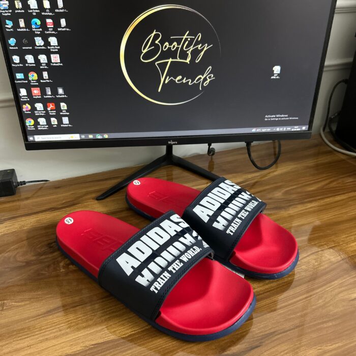 Adidas Adilette Slides (Navy Red)