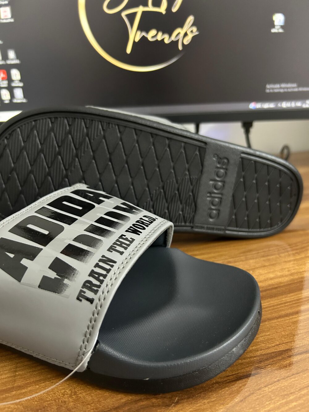 Adidas Adilette Slides (Black/Grey) - Image 2