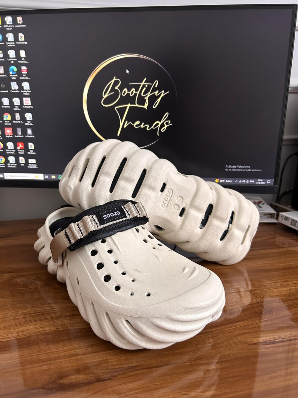 Crocs Echo Clogs (Beige/Black) - Image 3